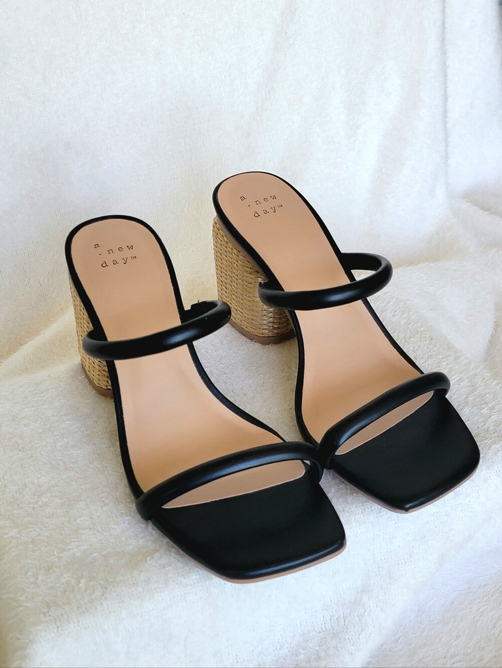 A New Day Target Shoes | Miley Two Strap Summer Straw Raffia Block Heel